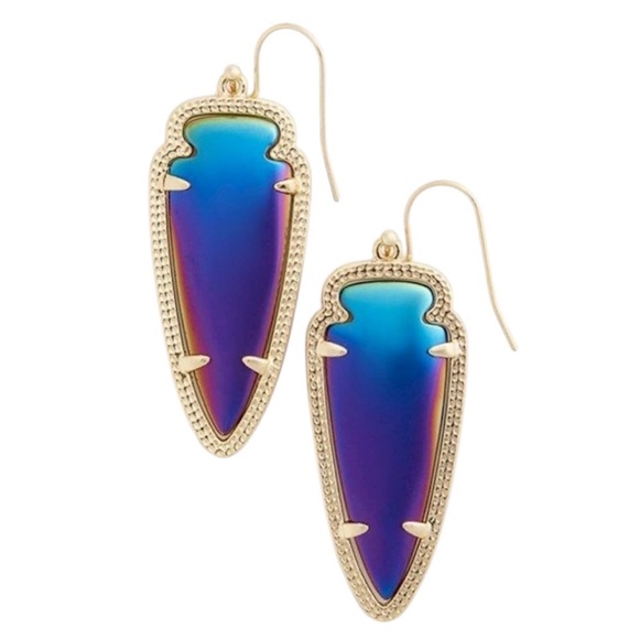 Kendra Scott Sky Arrowhead Gold Earrings in Black Iridescent - Picture 11 of 11